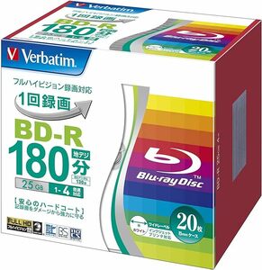 バーベイタムジャパン(Verbatim Japan) 1回録画用 ブルーレイディスク BD-R 25GB 20枚 ホワイトプリンタブル 片面1層 1-4倍速 VBR130YP20V1