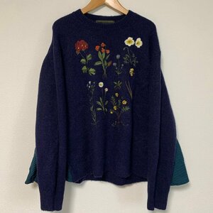 SUPER HAKKA スーパーハッカ 花刺繍 ニット セーター 濃紺 レディース 秋冬 美品