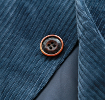 新品AS19－希少 テーラードジャケット メンズ L(日本サイズでM程度) 高品質 肉厚完売 紳士 スーツ コーデュロイ デニムブルー_画像4