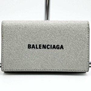 超美品 BALENCIAGA バレンシアガ キーケース 6連 CASH SPARKLING シルバー グリッター バイカラー メンズ レディース ファッション USED