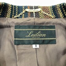 Leilian レリアン テーラードジャケット ジャケット ダブル アウター 9号 ストライプ 総柄 ブラウン レディース ミセス ファッション USED_画像4