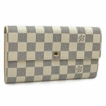 美品 LOUIS VUITTON ルイ・ヴィトン ポルトフォイユ・サラ ダミエ・アズール 長財布 財布 PVC レディース メンズ ファッション N61735_画像3