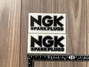 ★送料無料★NGK Spark Plugs Sticker カッティング ラミネート ステッカー デカール ブラック&シルバー 2枚セット