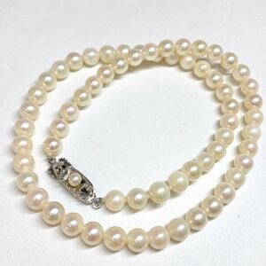 ［アコヤ本真珠ネックレス］d 重量約28.5g 約6.5-7.0mm珠 パール pearl necklace accessory silver DA0