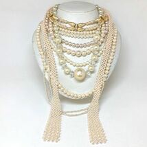 ［パールネックレス10点おまとめ］d ◎重量約363g 真珠 貝パール イミテーション 大ぶり pearl necklace ビーズ silver CE0_画像1