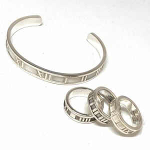 ［TIFFANY&Co. (ティファニー)アクセサリー4点おまとめ］d 約37.0g アトラス バングル bangle ring リング jewelry 9号 14号 silver DD0