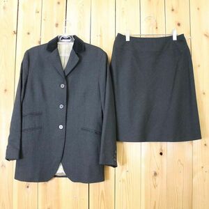 [PT12533] ローラアシュレイ スカートスーツ シングル セットアップ 3つボタン グレー系 15 LAURA ASHLEY