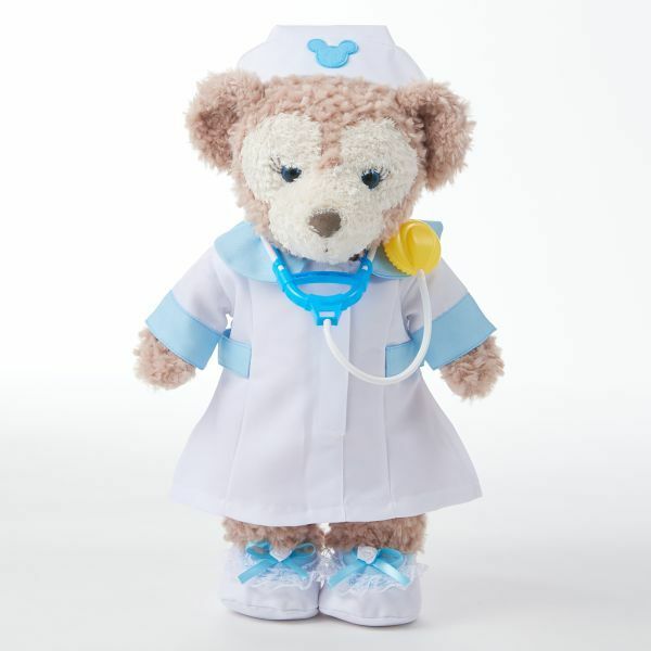 paomadei 847-1 ナース服 看護師さんのユニフォーム 聴診器付 ホワイト+ブルー ドロワーズ 2枚 43cm Sサイズ ダッフィー シェリーメイ衣装