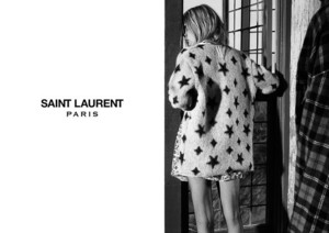 2013AW SAINT LAURENT PARISスター柄モヘアロングマフラー／サンローランパリエディスリマン星柄