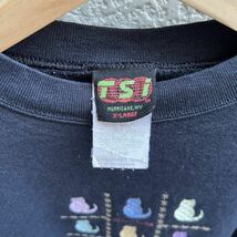 90s 00s USA古着 アニマル柄 刺繍 スウェットシャツ トレーナー TSi ネコ 猫 アメリカ古着 vintage ヴィンテージ XLサイ_画像8