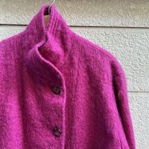 80s USA製 モヘアコート モヘアジャケット 赤紫 パープル Loring ウールコート アメリカ製 古着 vintage ヴィンテージ 毛足長 モヘア_画像3