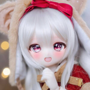 『ねねこ』 DDH-01 カスタムヘッド SW肌（セミホワイト）+レジンアイ2種+ドレスセット 開口 ドルフィードリーム MDD