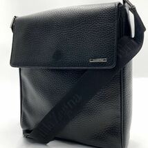 極美品/入手困難品 ● エルメネジルドゼニア Ermenegildo Zegna ゼニア ショルダーバッグ メッセンジャー 斜め掛け メンズ レザー ブラック_画像1