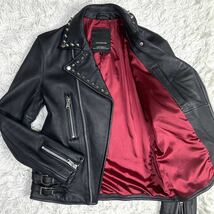 希少/美品● ジャックローズ JACK ROSE レザージャケット ダブルライダース スタッズ 羊革 ラムレザー ブラック サイズ4_画像1