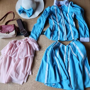 『一円スタートコスプレ衣裳』FGO 英霊旅装 マリー アントワネット(オーダー品です)Sサイズ同等。水色と白と薄いピンクにバック。