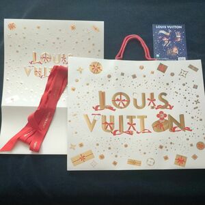 LOUIS VUITTON ショッパー空箱 ルイヴィトン 紙袋 リボン シール 商品ボックスのスリーブ 2023年 クリスマス限定