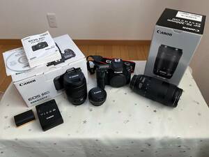 【中古】Canon EOS 80D、EF-S18-135mm F3.5-5.6 IS USM、EF70-300mm F4-5.6 IS II USM、EF40mm F2.8 STM