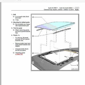 アウディ A4 B8 RS4 2008-2017 ワークショップマニュアル サービスリペアマニュアル 整備書 配線図 ボディー修理書の画像9