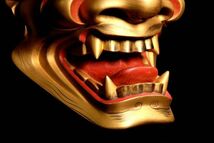 ◆楾◆ 古美術品 木彫 獅子口面 21.5cm 神楽狂言雅楽歌舞伎 T[N126]/23.11廻/KT/(100)_画像3