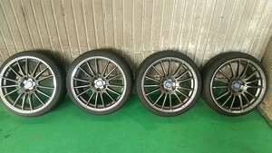 再出品 19インチ 8.5J+45 PCD114.3 レアマイスター 4本セット 225/35R19 235/35R19 ピンソタイヤ5分山 おまけ程度 クラウン マークX 等