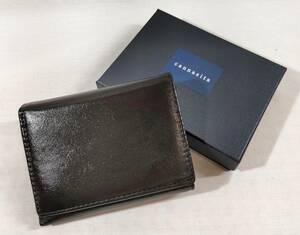 [1 jpy exhibition ]cannasita Mini purse compact three folding purse Mini wallet unisex folding small purse black black 