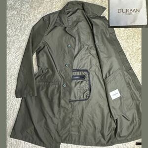 【D'URBAN】ステンカラーコート レイニーコート　バッグ収納可能　カーキ　近年モデル　ダーバン　レナウン社　レインコート　Mサイズ
