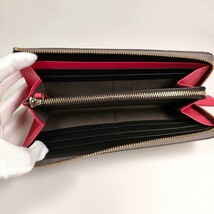 Paul Smith ポール スミス 長財布 サイフ ウォレット wallet 本革 サフィアーノレザー ブランド印字 ロゴ 型押し グレー ピンク バイカラー_画像8