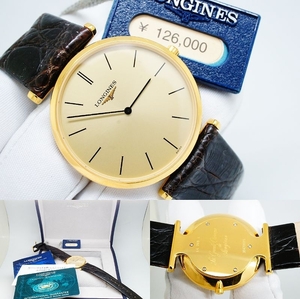 L22* работа хороший с ящиком не использовался неиспользуемый товар LONGINES Longines Grand Classic L4.709.2 золотой циферблат мужские наручные часы Gold золотой кварц 
