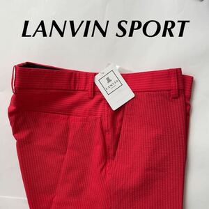 82cm 送料無料/新品定価29700円/LANVINSPORT/ランバンスポール/デサント/メンズ/夏/スラックス/ロングゴルフパンツ/レッド/赤