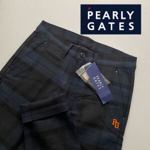 【3】S/新品/秋冬/PEARLY GATES パーリーゲイツ /メンズ/ウール混/裏地付き/ストレッチロングパンツ/チェック柄/ネイビー系/ゴルフパンツ