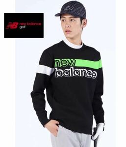 4/M 新品15400円/New Balance Golf/ニューバランスゴルフ-クルーネック ニット プルオーバー　メンズ　秋冬　ゴルフセーター　オシャレ/黒/