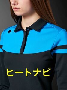 【M】新品定価17600円/DESCENTE/デサント/女性/レディース/秋冬/保温/長袖ポロシャツ/ゴルフシャツ/ゴルフウェア/黒/ヒートナビ