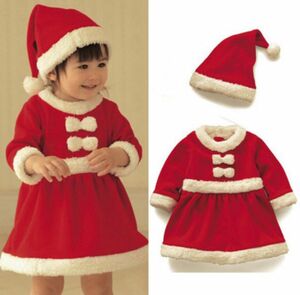 最終セール★クリスマス 女の子 サンタクロース 衣装 サンタ イベント 子供 コスプレ キッズ　100㎝