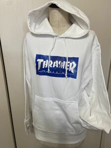 8580円【THRASHER★スラッシャー】スウェット・パーカー・プルオーバーパーカー・シロ・Ｓサイズ