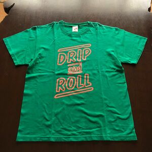 ドリップアンドロール　Drip & Roll 一二三屋　韻踏合組合　グリーン　オレンジ 半袖Tシャツ XL