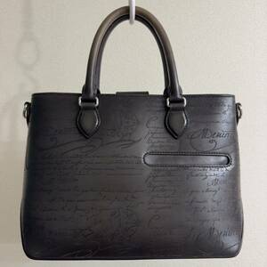  recent model regular price 45.4 ten thousand jpy Berluti tu Jules XSkali graph .-sklito leather 2WAY tote bag shoulder bag black genuine article 