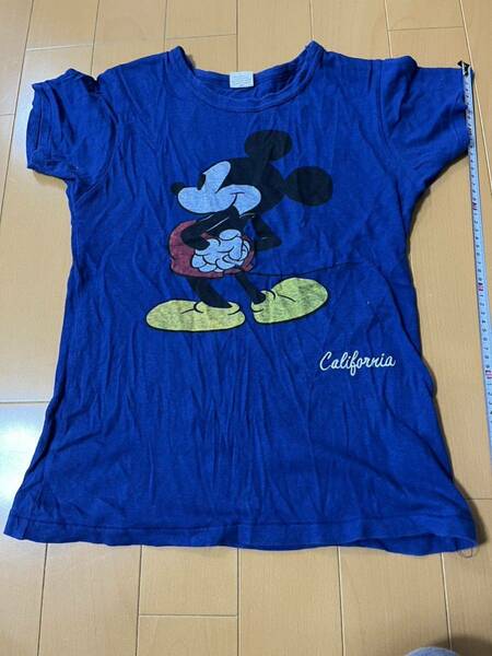 ★エフオーキッズ★ディズニーコラボTシャツ★Mサイズ★隠れミッキーも裏地に居ました★裏のアメリカ国旗のプリントもレトロで可愛いです