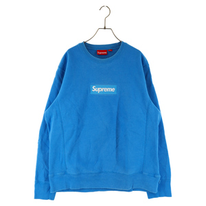 SUPREME シュプリーム 18AW Box Logo Crewneck Bright Royal ボックスロゴ刺繍 クルーネック スウェットトレーナー ブルー