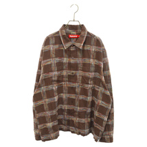 SUPREME シュプリーム 23AW Woven Plaid Shirt ウーベン プレイド ロゴ刺繍 長袖シャツ ブラウン_画像1