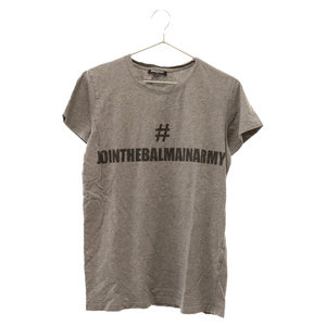 BALMAIN バルマン JOINT THE BALMAIN ARMY ロゴプリント 半袖Tシャツ グレー XS