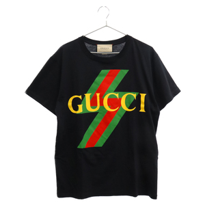 GUCCI グッチ G-LOVED COTTON T-SHIRTS ロゴプリント半袖カットソー Tシャツ ブラック 717422 XJEXF