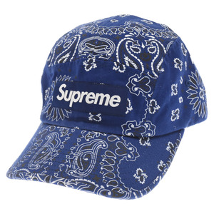 SUPREME シュプリーム 21SS Bandana Camp Cap ボックスロゴ バンダナ柄 キャンプ キャップ 帽子 ネイビー