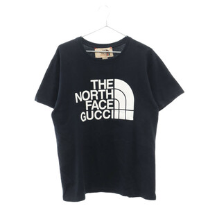 GUCCI グッチ 21SS×THE NORTH FACE フロントロゴプリント半袖Tシャツ カットソー 615044 XJDBZ ブラック