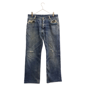 CHROME HEARTS クロムハーツ DENIM-BLUE MEN'S 5PCKET ストレートデニム ジーンズ クロスボールボタン 34inch インディゴ