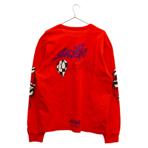 CHROME HEARTS クロムハーツ×MATTY BOYPPO SPARK THE HEART LS マッティーボーイ プリントスパークザハート長袖カットソー レッド