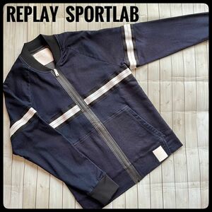 リプレイ　スポーツラボ　デニムブルゾン　バックプリント　ジップアップジャケット　