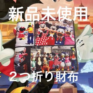 新品未使用　ディズニー　実写　財布　ミッキー フレンズ　２つ折り財布　コンパクト