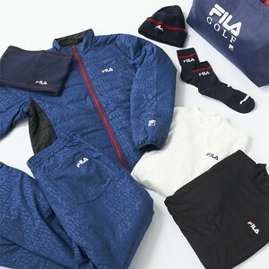 ☆FILA GOLF 2024年福袋 メンズMサイズ【ブルゾン＆パンツ＆シャツ×2＆ネックウォーマー&ニット帽&ソックス】7点SET 783101 ネイビー 754