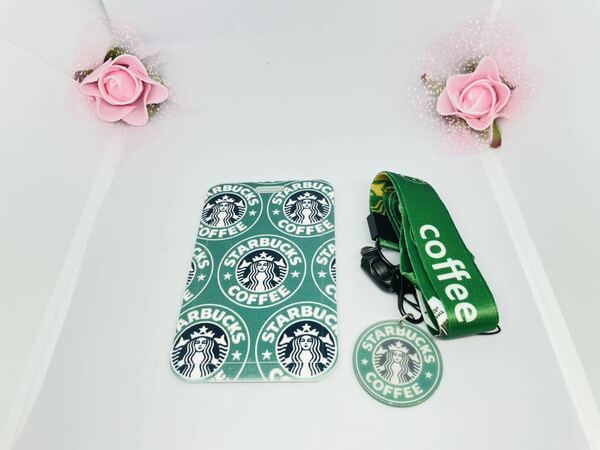 スタバ IDカードホルダー IDカードケース ネックストラップ付 Starbucks 緑色