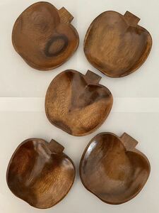 木製 プレート トレイ リンゴ 5枚15×15センチ